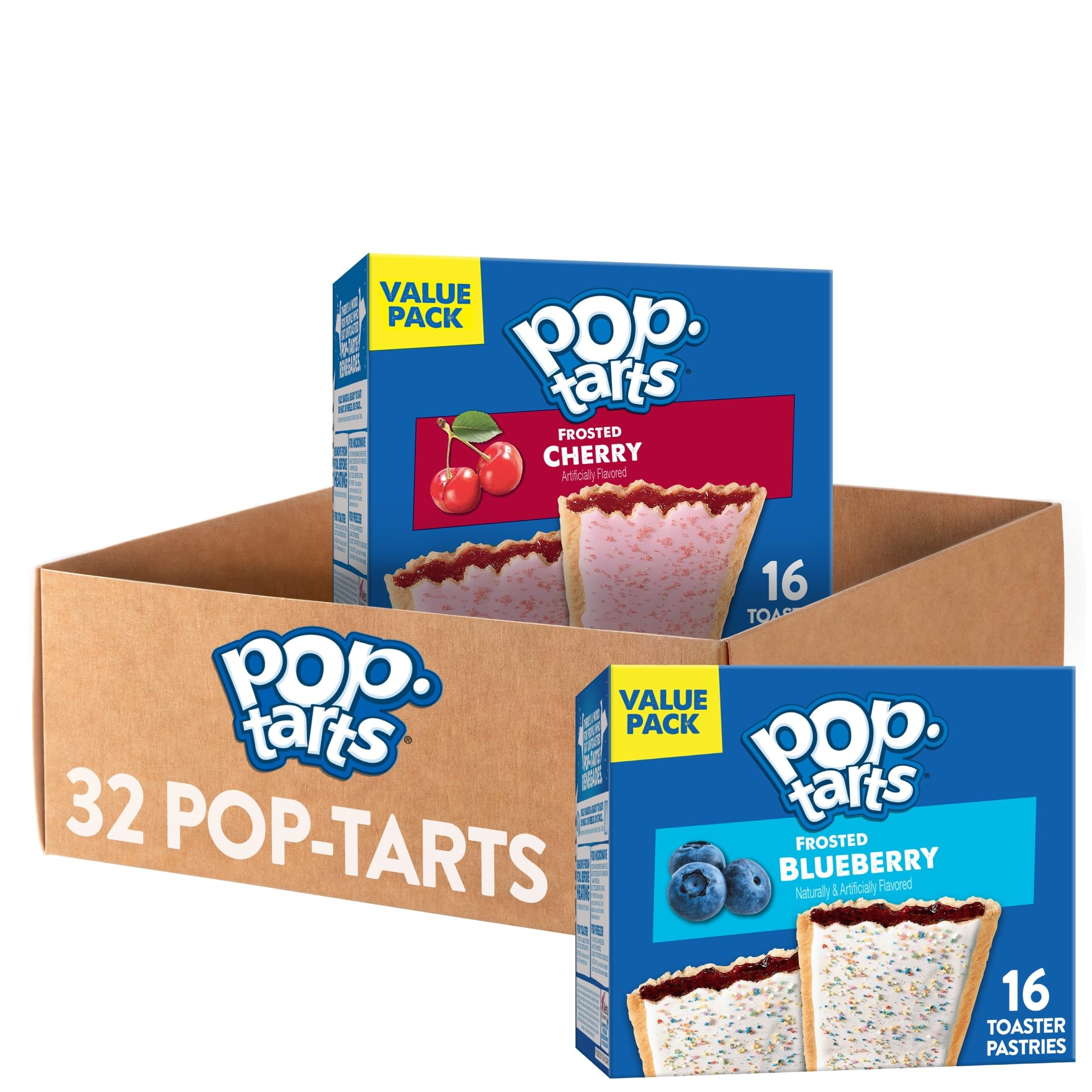 Pop-Tarts Frosted Blueberry pastry ready for toaster, a quick breakfast option.
