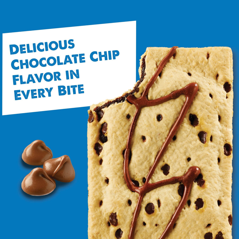 Pop-Tarts Frosted Chocolate Chip on a breakfast plate with milk, ready to enjoy.