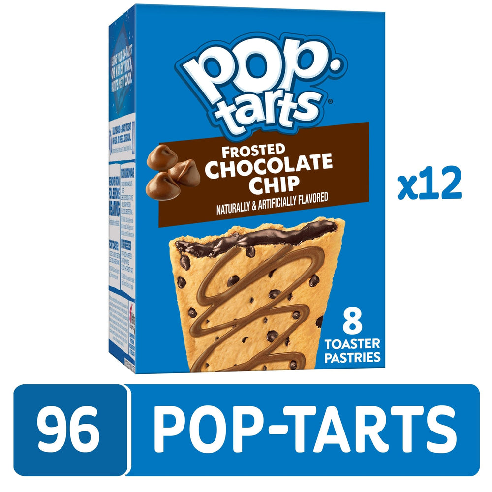 Pop-Tarts Frosted Chocolate Chip drizzle closeup, irresistible dessert-inspired appeal.