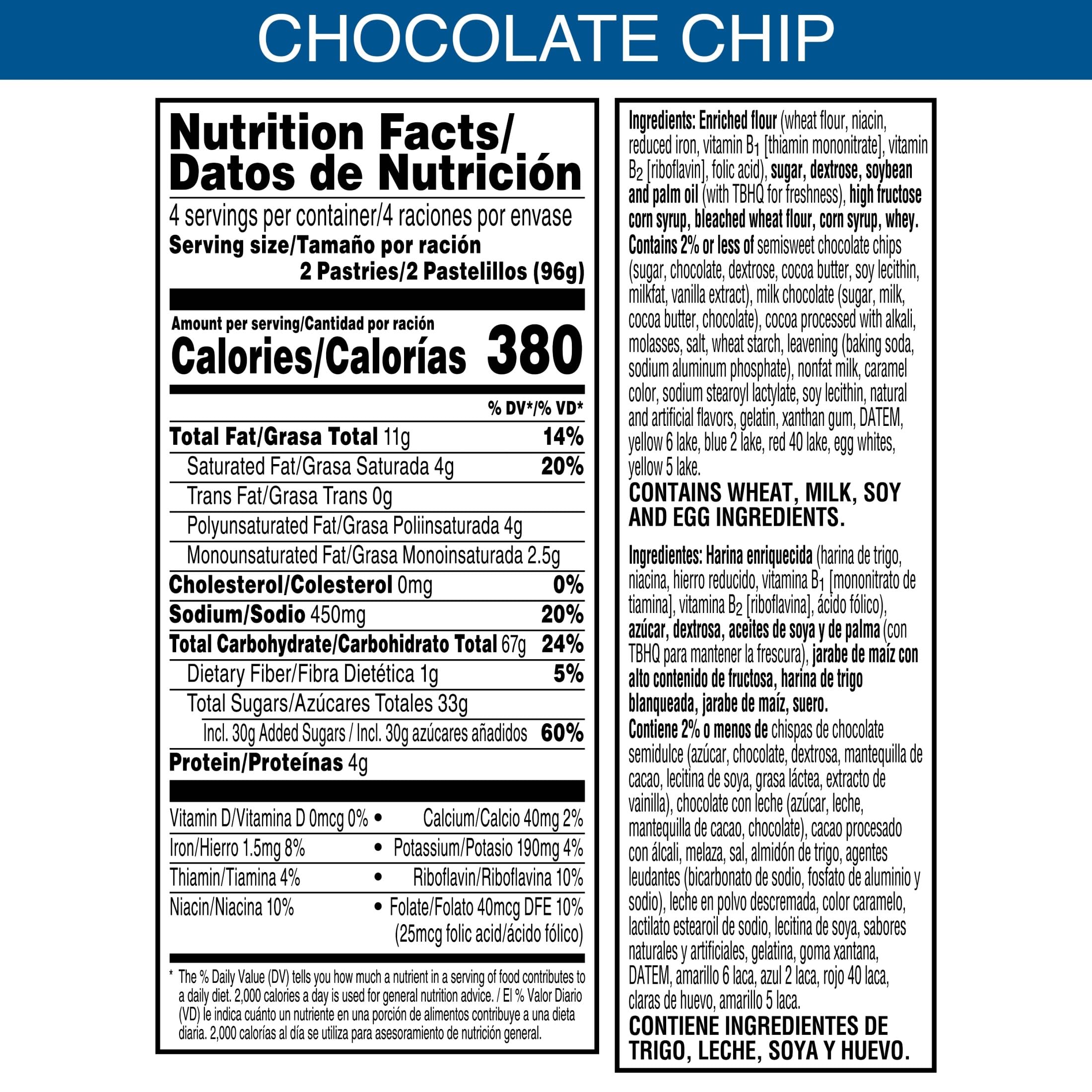 Pop-Tarts Frosted Chocolate Chip packaging inside box, perfect for lunchboxes.