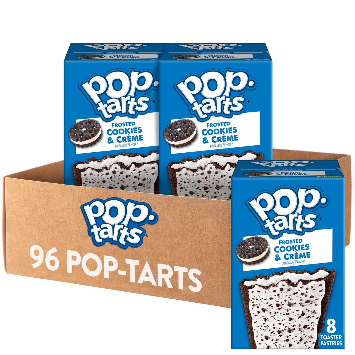 Pop-Tarts Frosted Cookies and Creme pastry front view, ready for a grab-and-go breakfast.