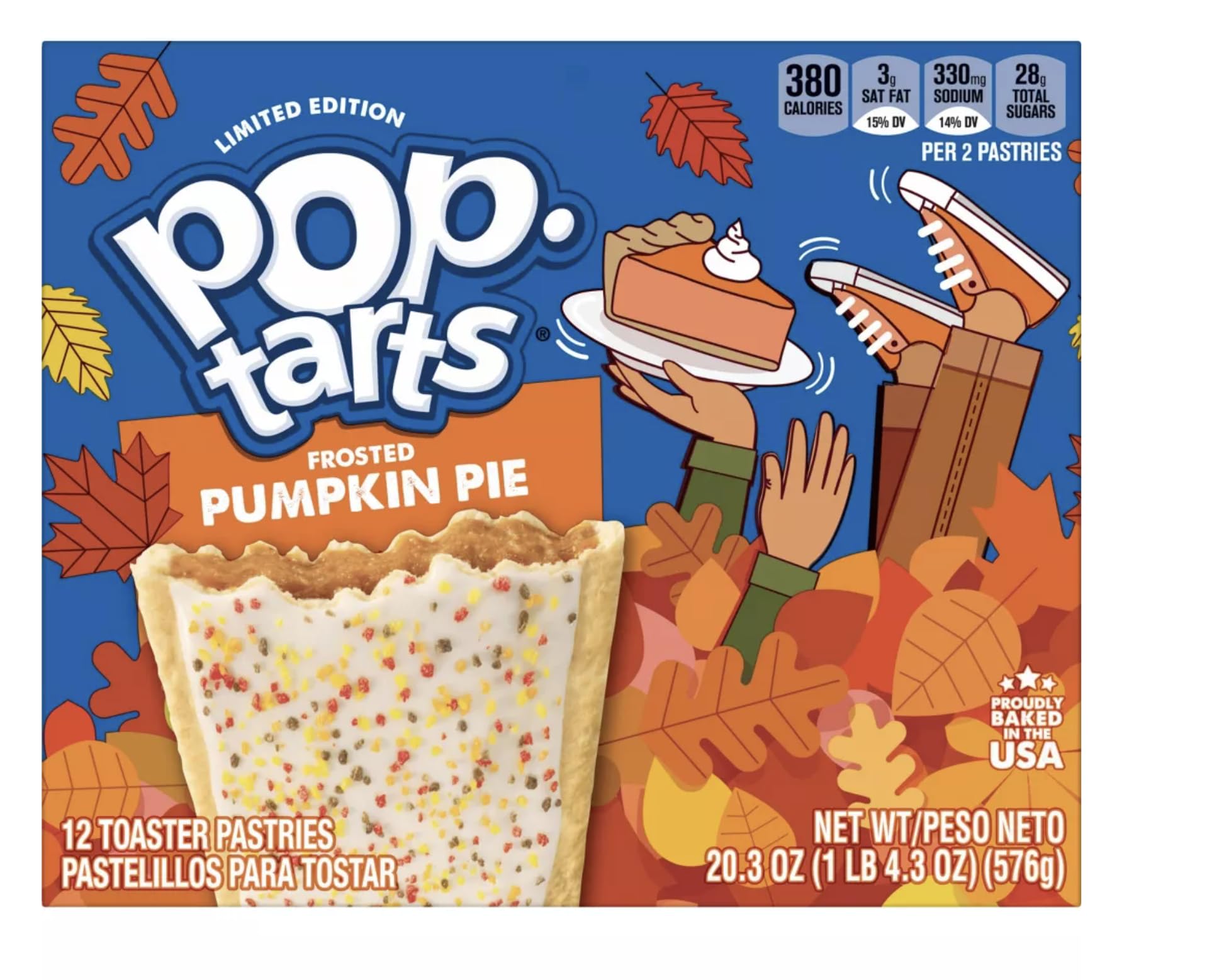 Frosting with sprinkles on Pop-Tarts Pumpkin Pie, a sweet treat.