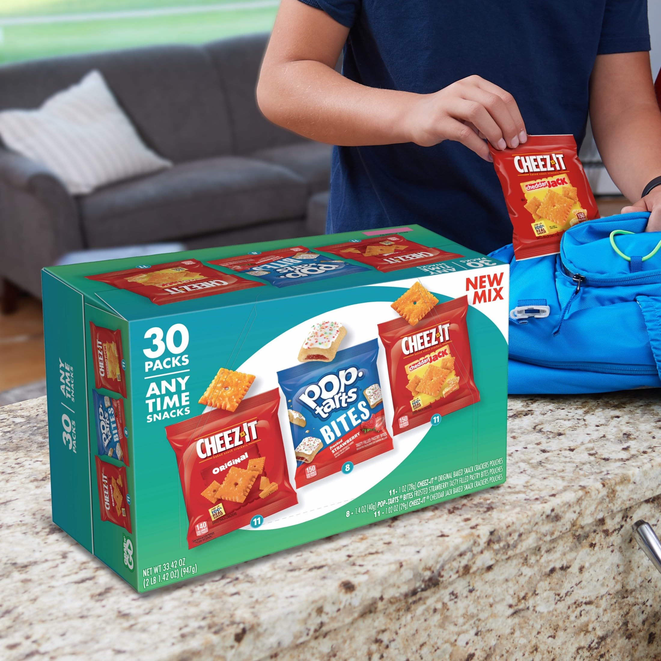 On-the-go snack pouches in a single box, travel-friendly.