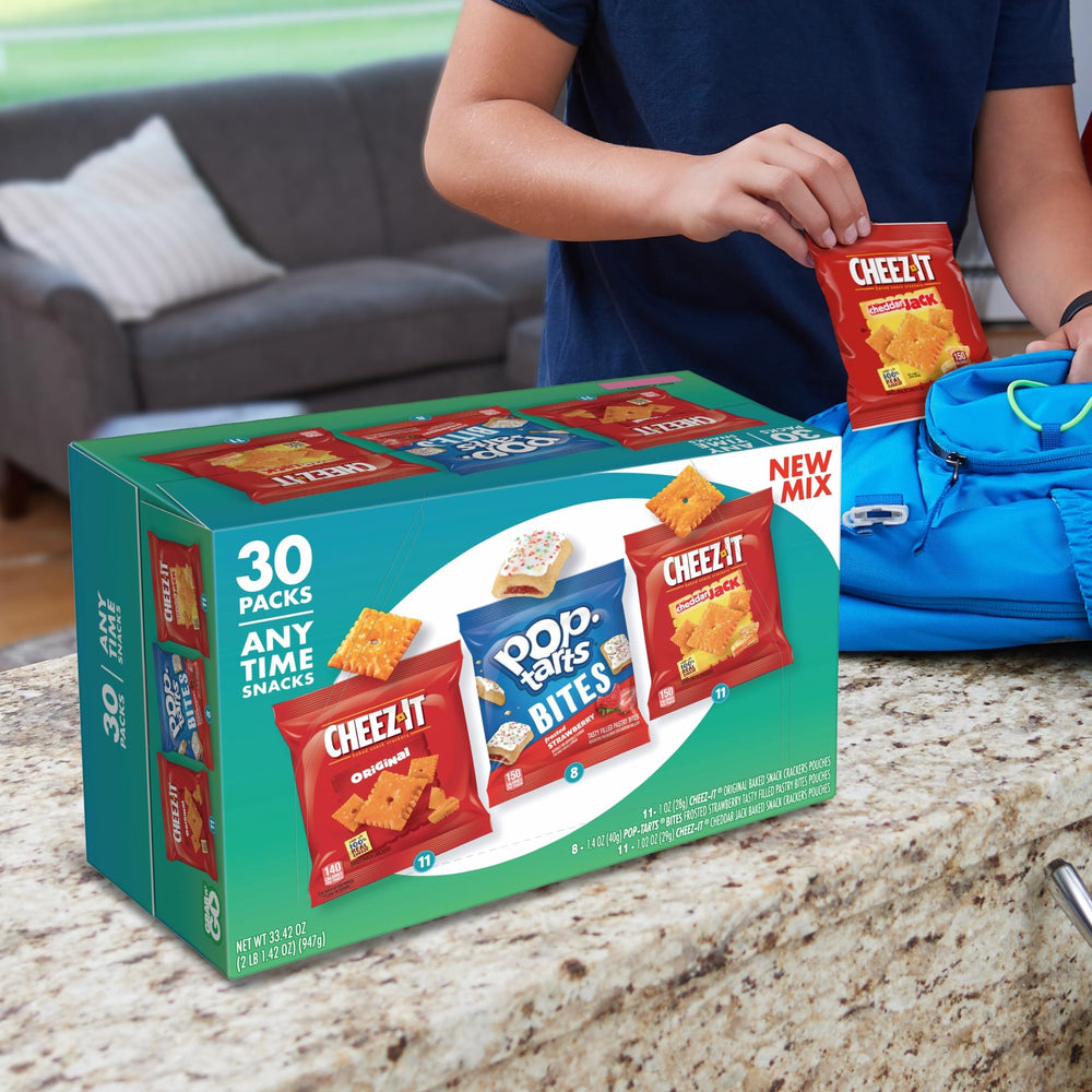 On-the-go snack pouches in a single box, travel-friendly.