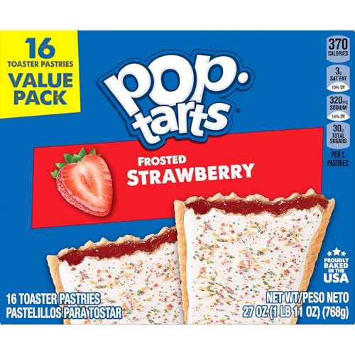 Pop-Tarts Frosted Strawberry ingredient list notes wheat and soy.