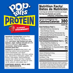 Pop-Tarts Protein Slammin' Strawberry toaster pastries toasted for a warm, crispy breakfast.