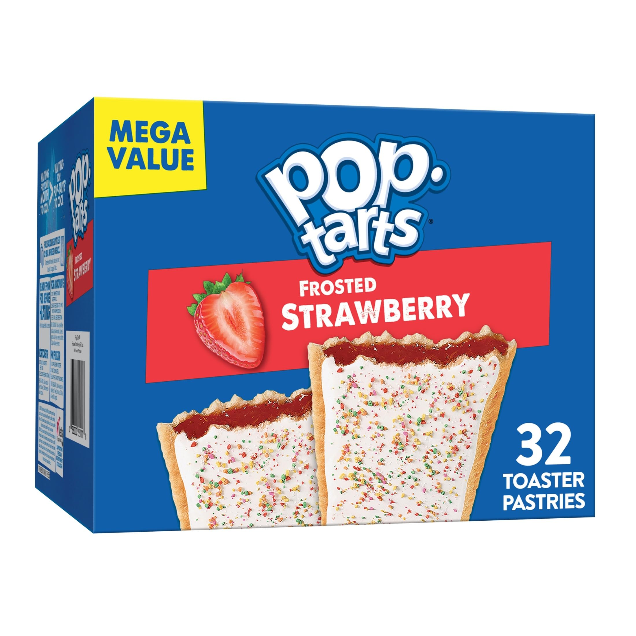 Pop-Tarts Frosted Strawberry with sprinkles on crust for a quick, tasty snack.