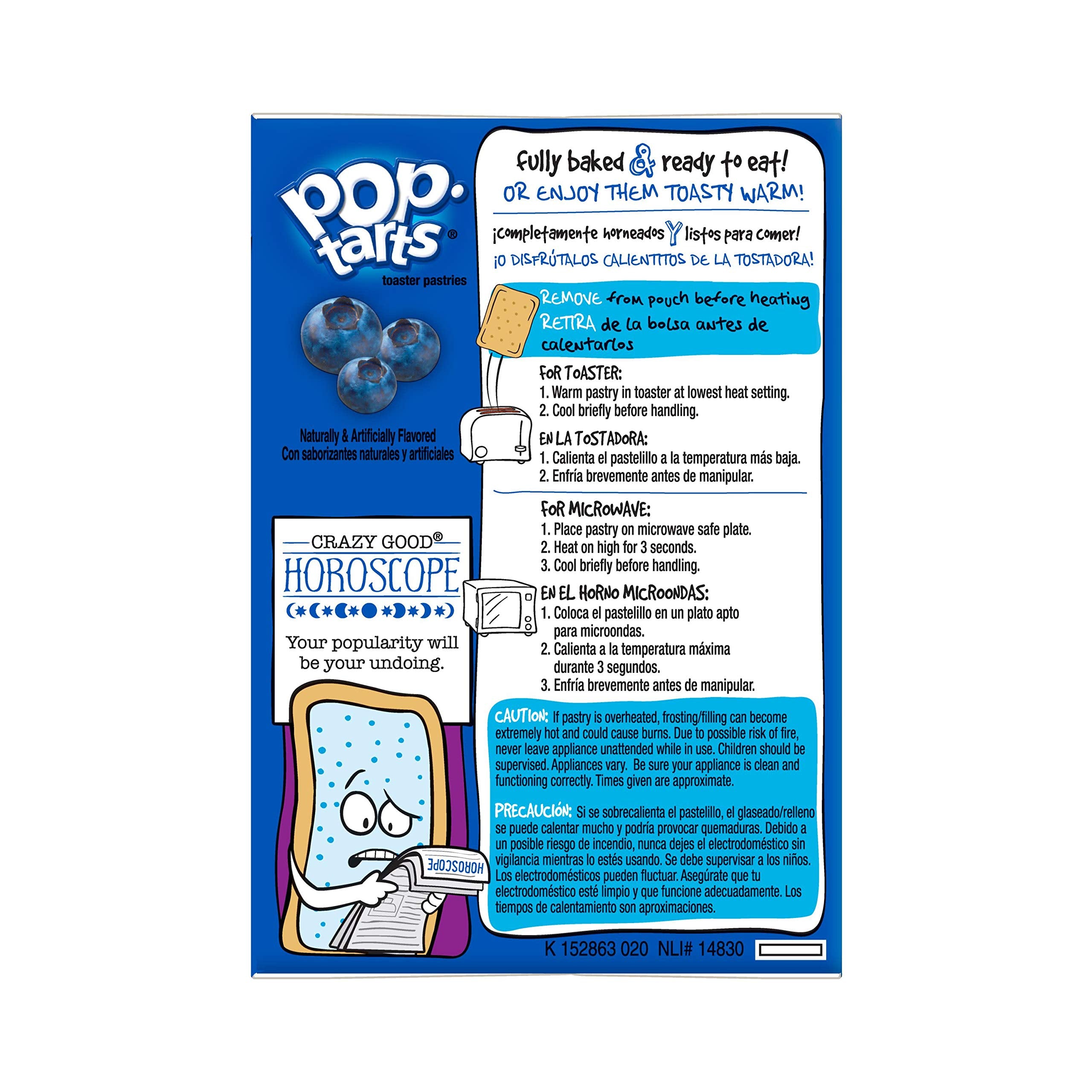 Pop-Tarts Unfrosted Blueberry pastries ready to toaster for warmth