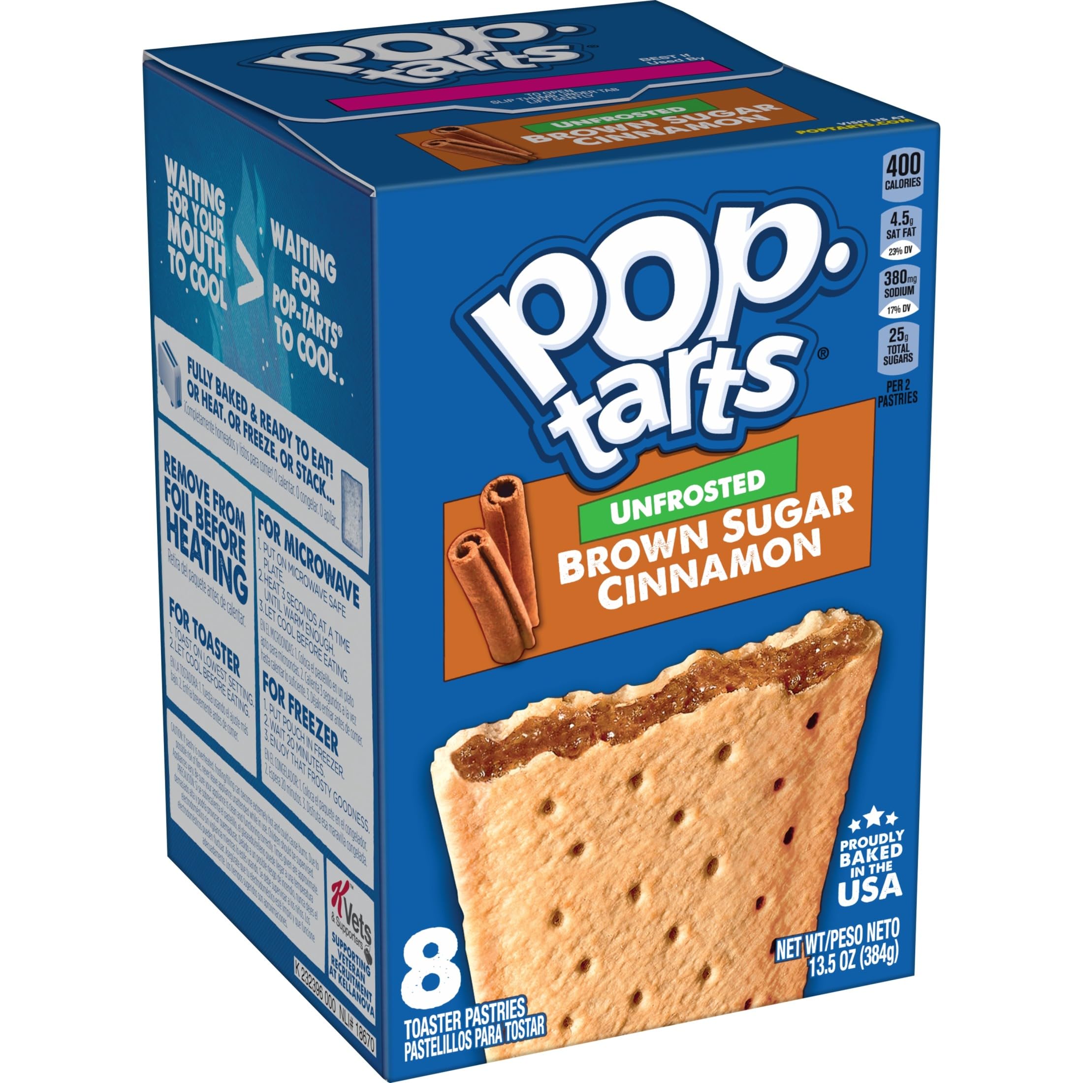 Pop-Tarts Unfrosted Brown Sugar Cinnamon package for quick breakfasts.