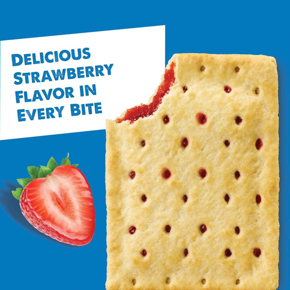 Pop-Tarts Unfrosted Strawberry on a breakfast tray with milk.