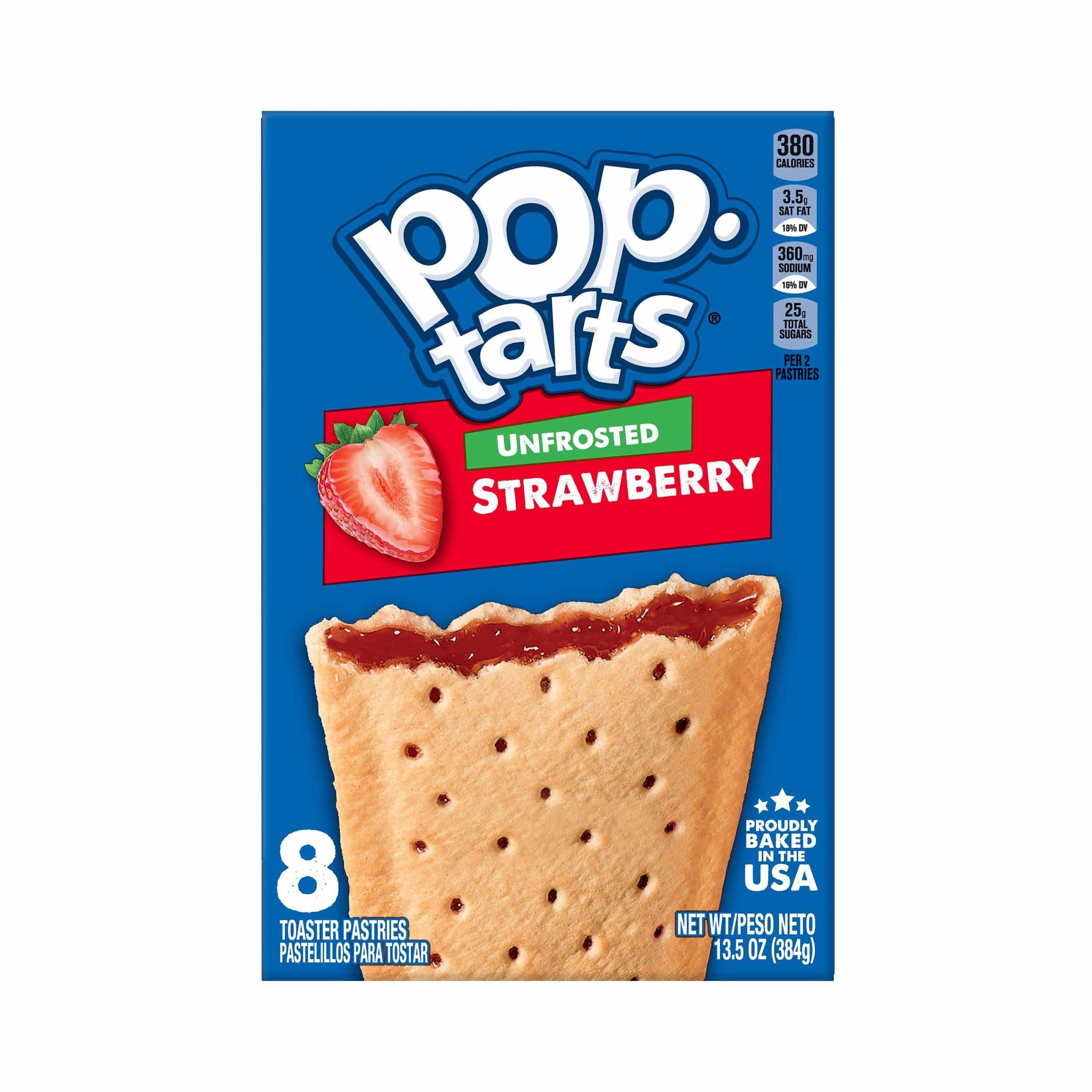 Pop-Tarts unfrosted strawberry toaster pastries with milk for a comforting break.