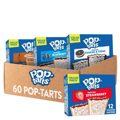 Pop-Tarts variety pack display with 60 pastries for busy mornings