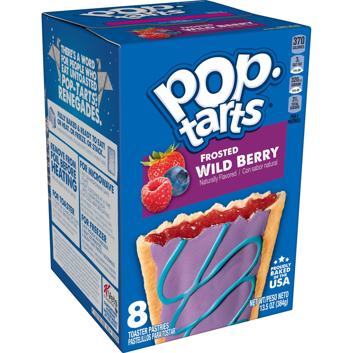 Pop-Tarts Wild Berry frosted toaster pastry close-up, ideal for quick breakfast.