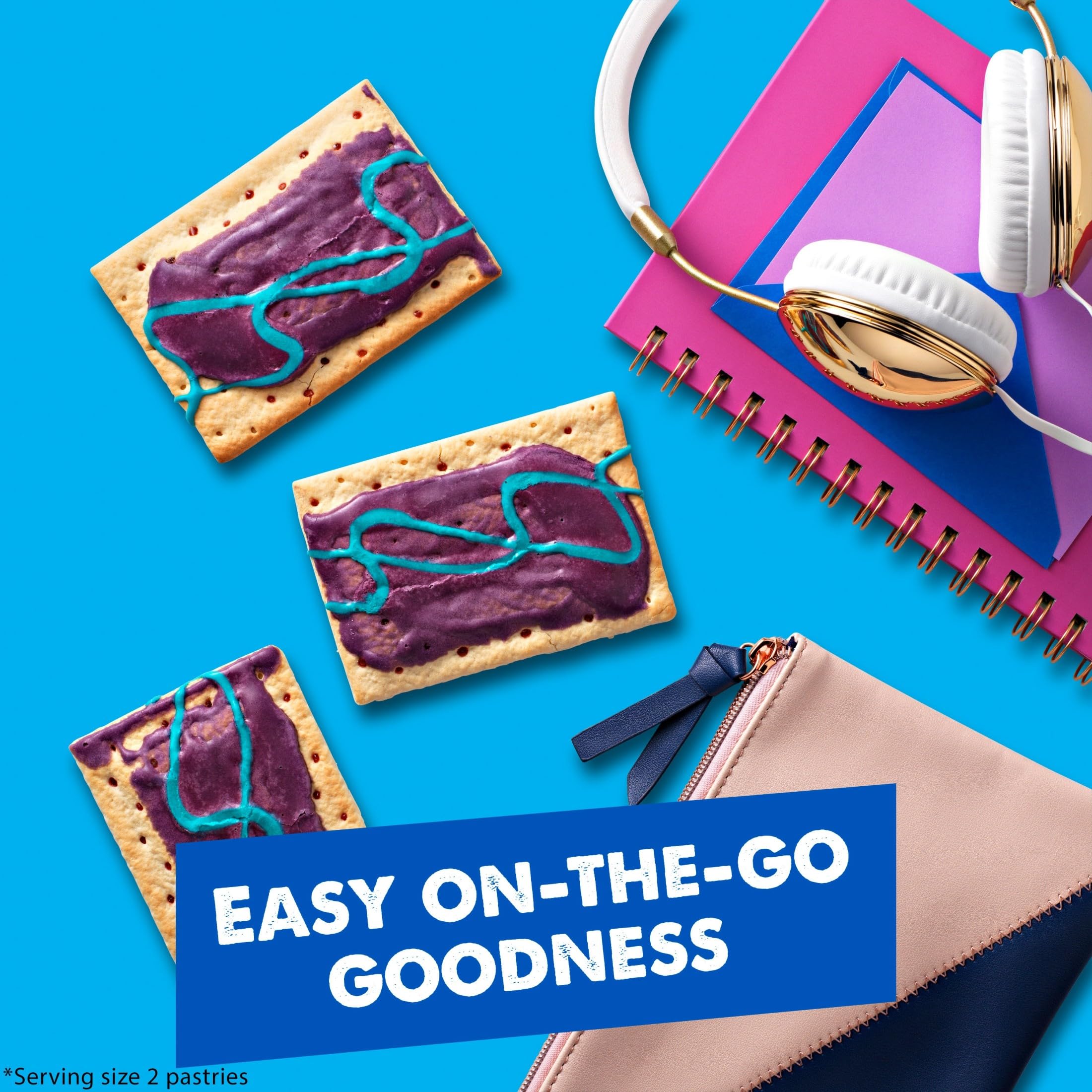 Pop-Tarts Wild Berry frosted toaster pastry with milk for mornings.