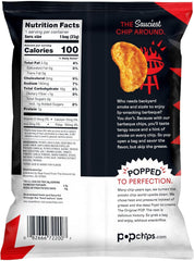 Popchips Barbeque bag closeup emphasizes texture and smoky notes.