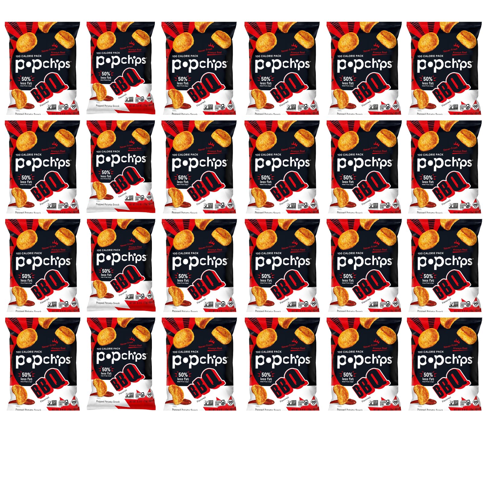 Popchips Barbeque bag front highlights bold flavor for quick snack moments.