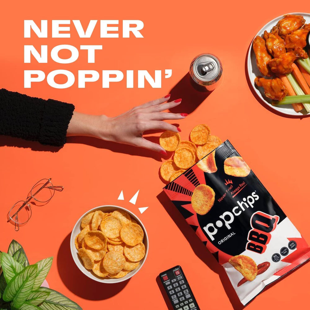 Popchips Barbeque on kitchen counter ideal for quick munchies.