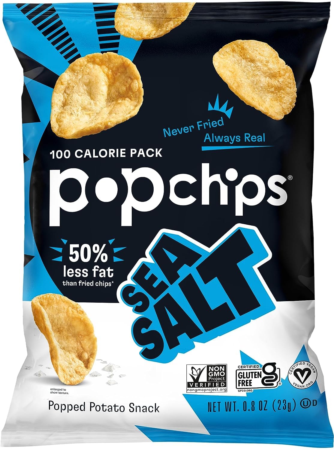 Popchips Sea Salt snack size bags offer convenient on the go enjoyment