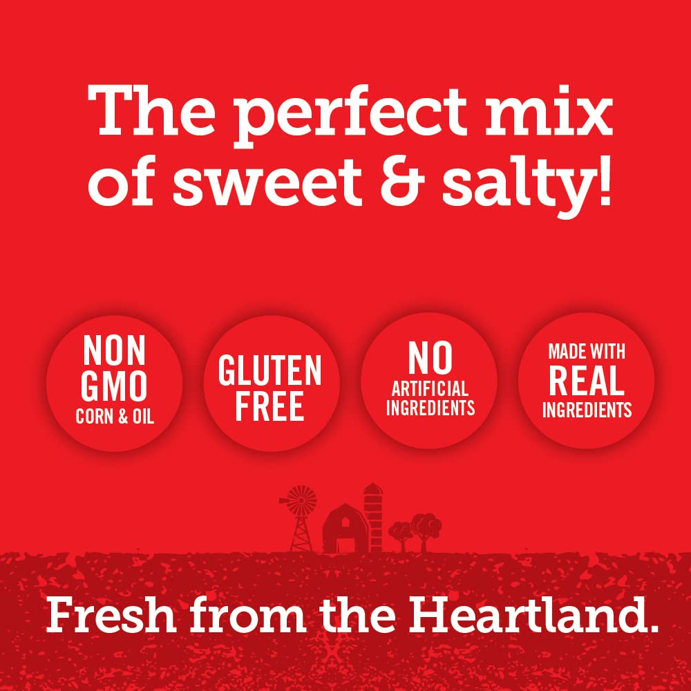 Packaging highlights four real ingredients in Popcorn Indiana Kettle Corn.