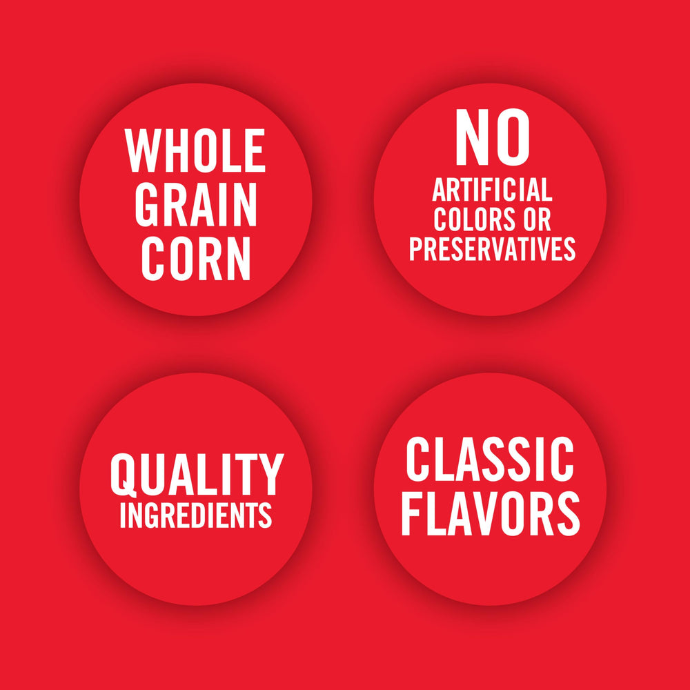 Variety of chocolate drizzle textures on individual popcorn pieces.