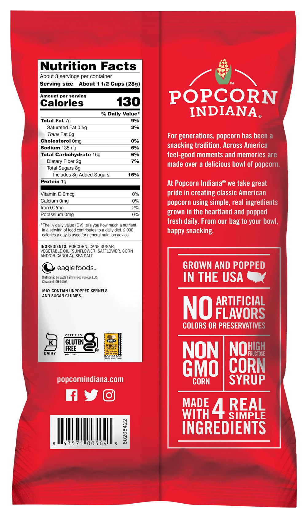 Close-up of real butter-coated kernels from Popcorn Indiana, theater-style flavor at home.