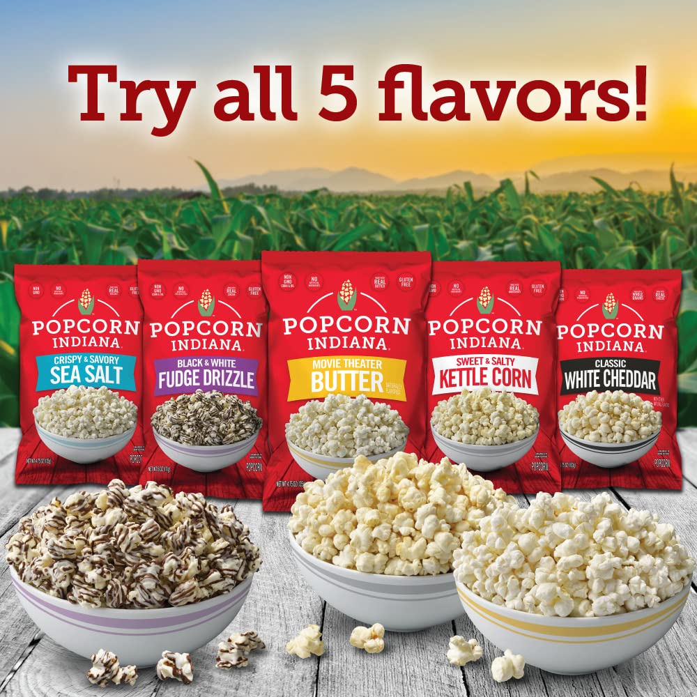 Popcorn Indiana Sea Salt Popcorn ingredients photo showcases simple three-ingredient recipe.
