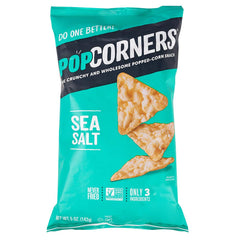 The Popcorners Sea Salt 5oz bag front shows a crisp, savory snack for busy days.