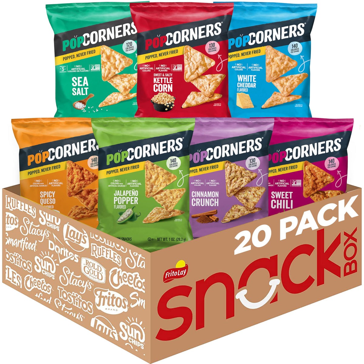PopCorners White Cheddar 1oz bag, gluten-free crunchy snack for lunch boxes.