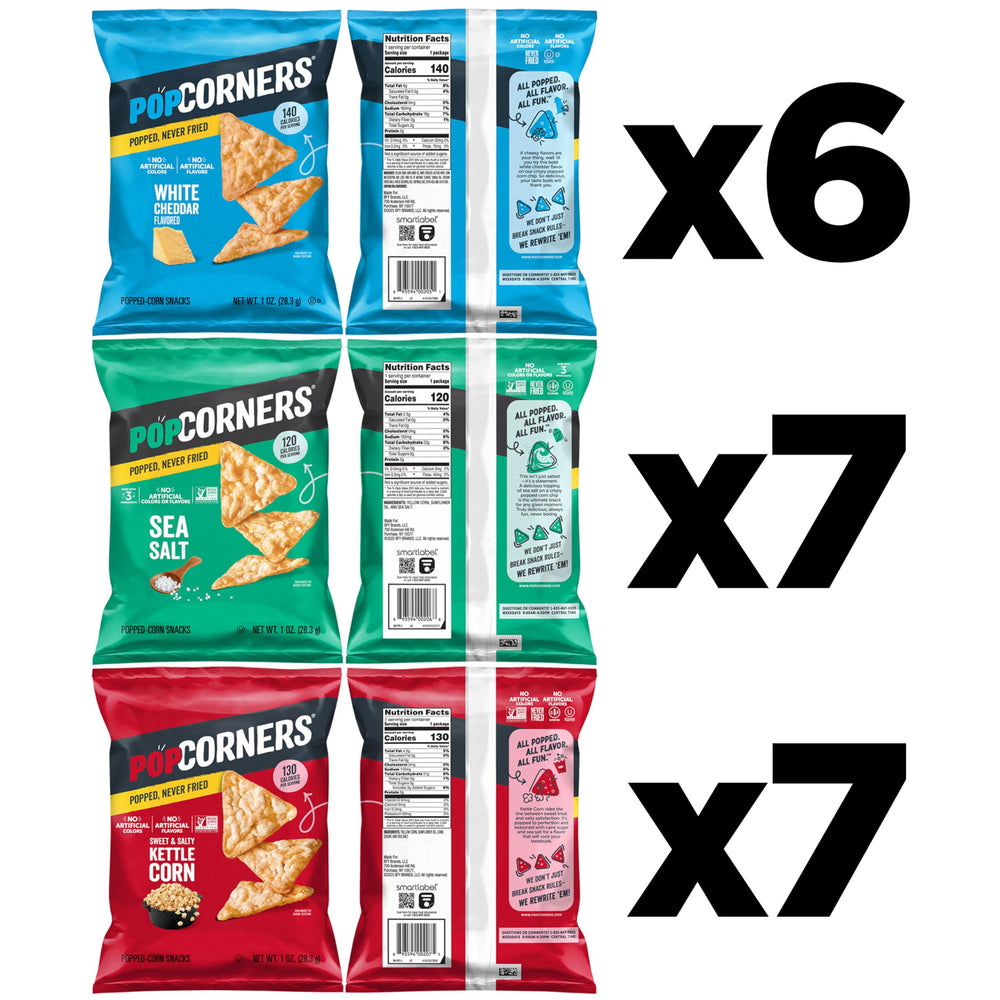 PopCorners White Cheddar snack pack with bold lunchtime bite