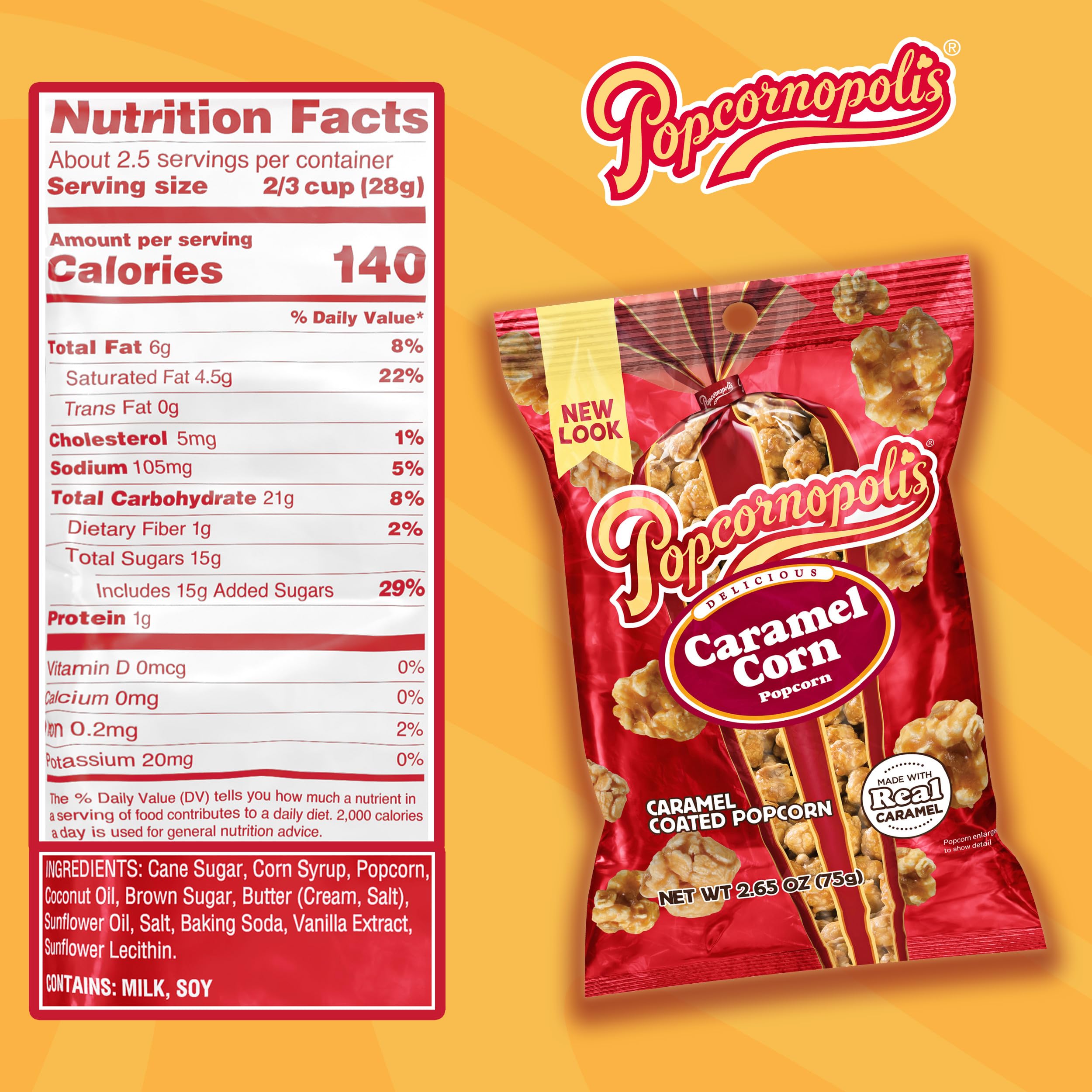 Popcornopolis on-the-go snack bags ideal for lunches and travel.