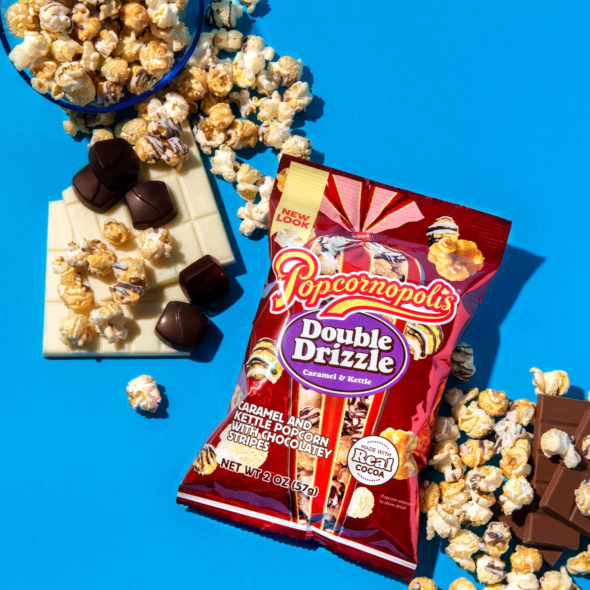 Popcornopolis movie-night snack ready in convenient single-serve packs.