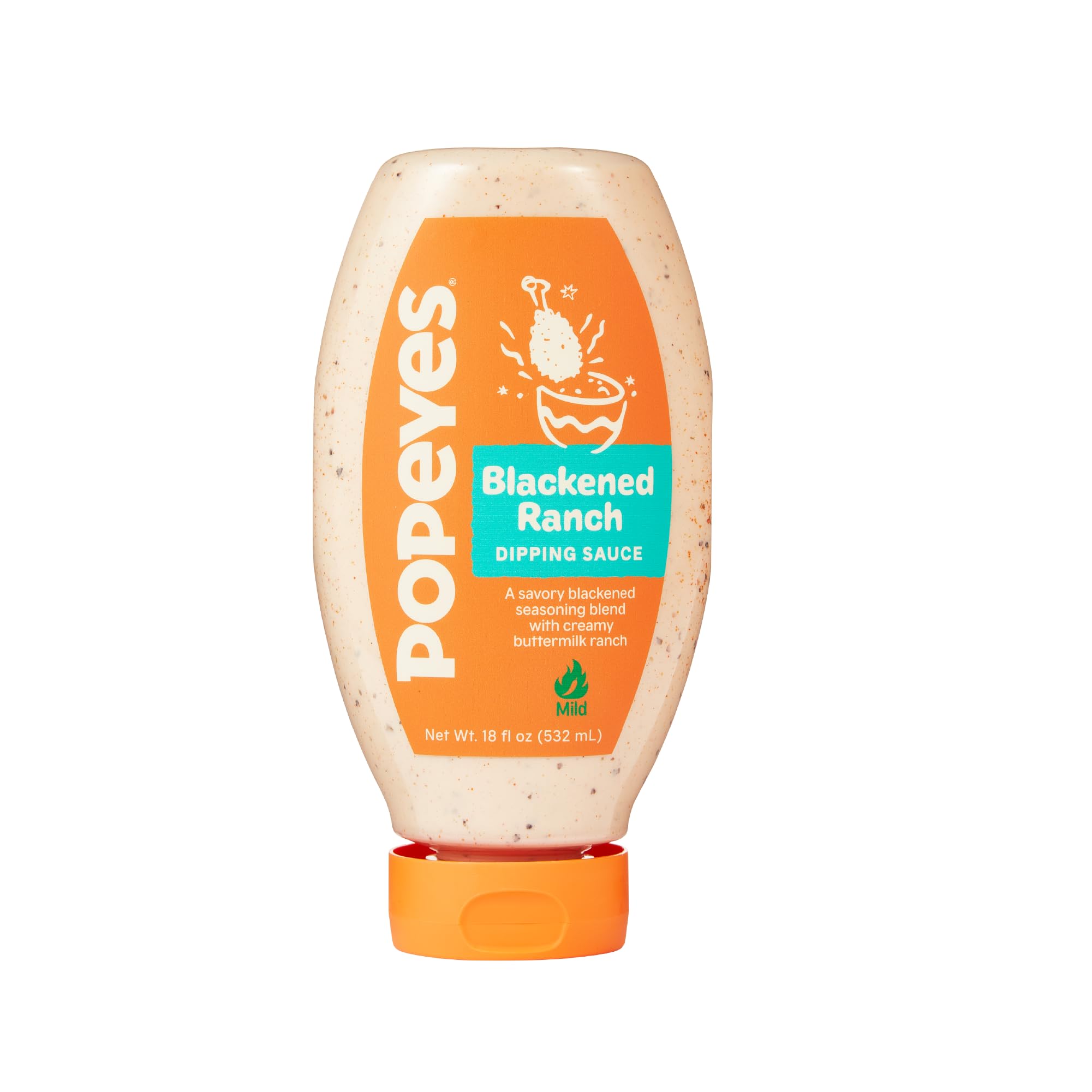 Popeyes Blackened Ranch Dipping Sauce bottle 18oz with creamy texture for dipping
