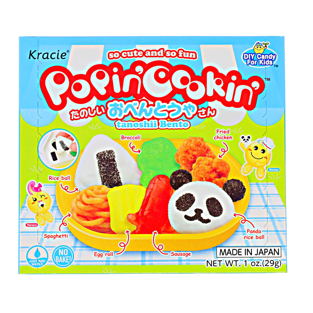 Popin' Cookin' DIY Candy Bento Kit front view with colorful candy shapes and tools for creative snacks.