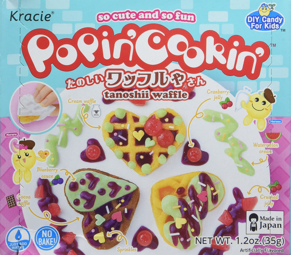 Popin' Cookin' Waffle Kit packaging with colorful instructions for creative play.