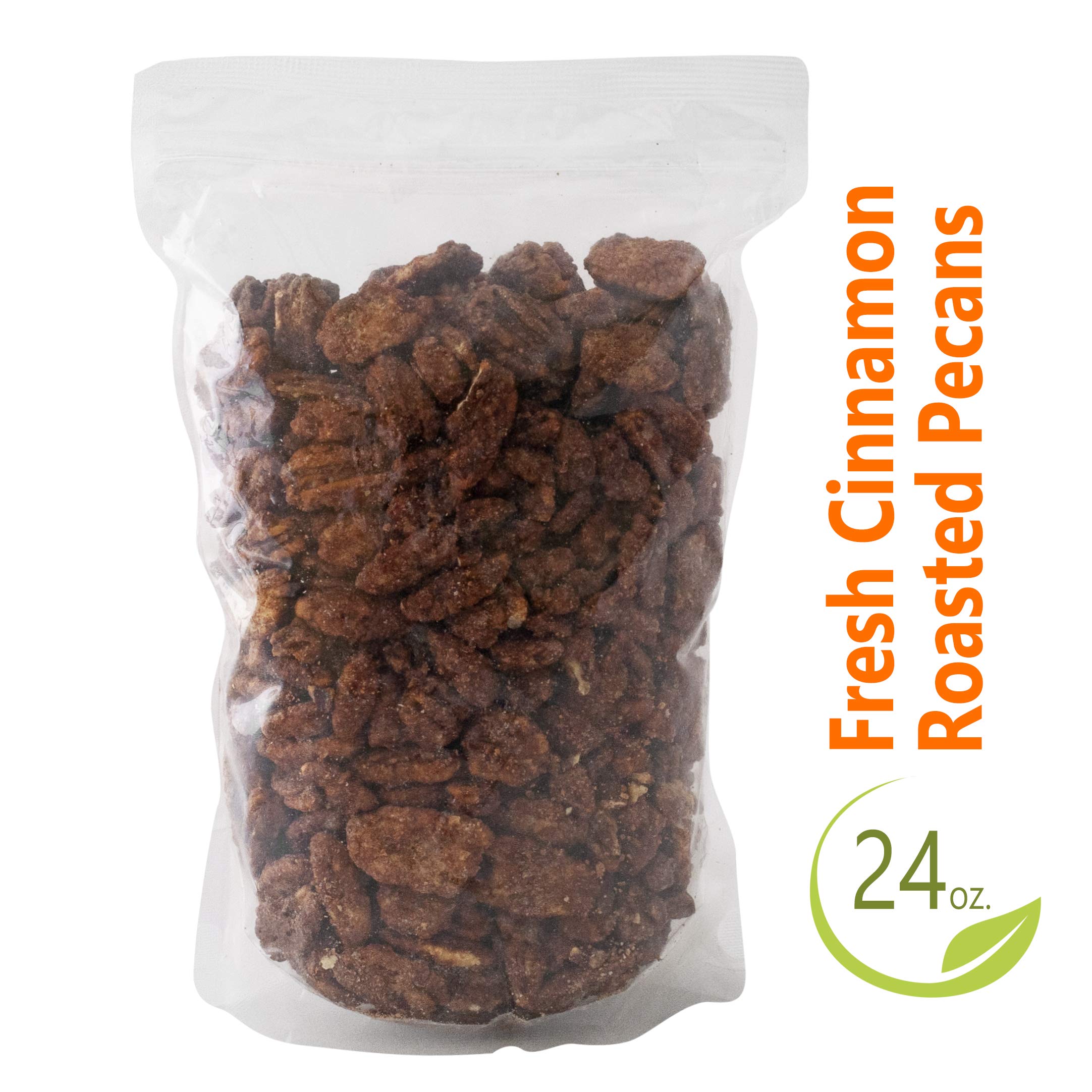 Pop’N Nuts Cinnamon Pecans beside ice cream, ideal as a topping option.