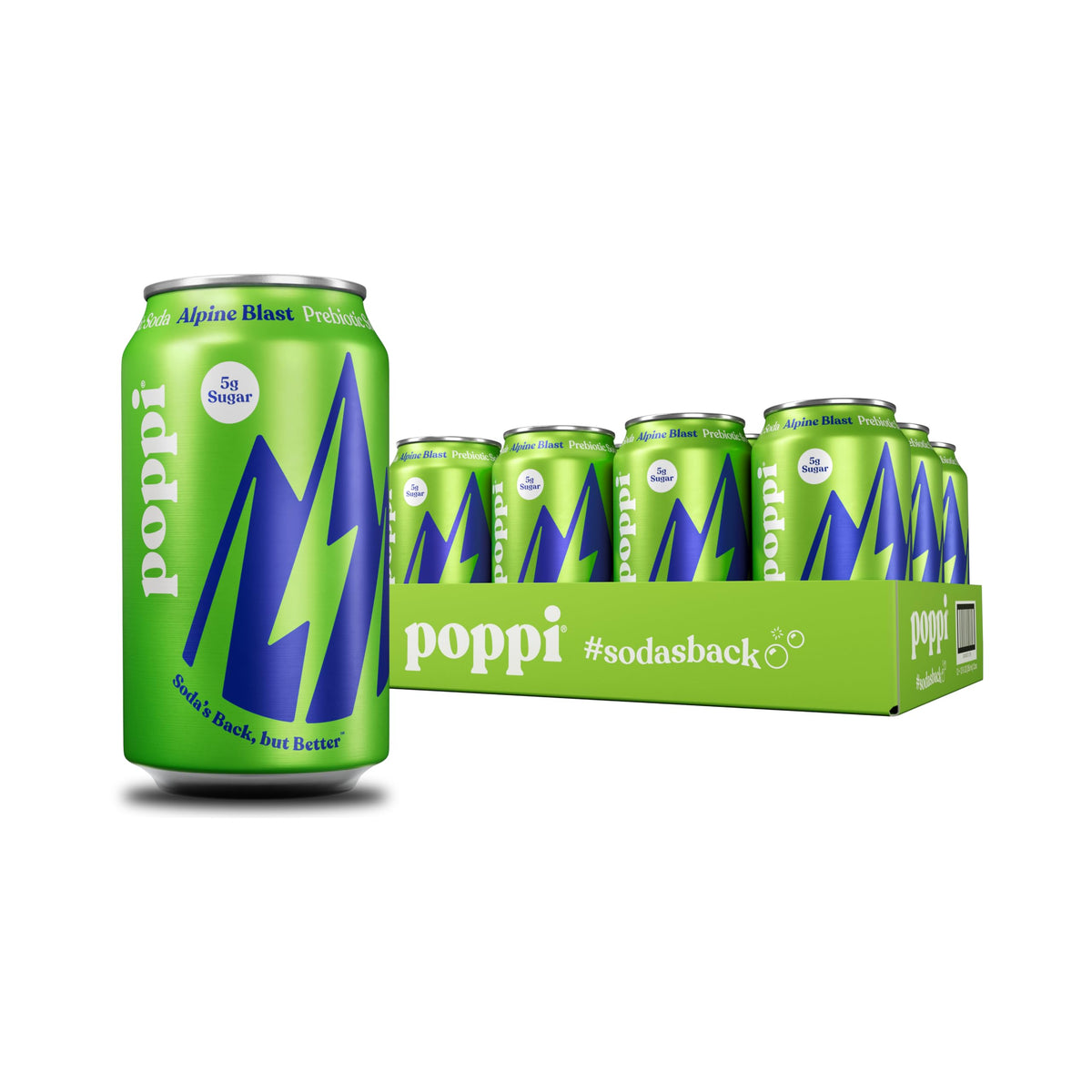 Poppi Alpine Blast bottle ready for a refreshing prebiotic sip