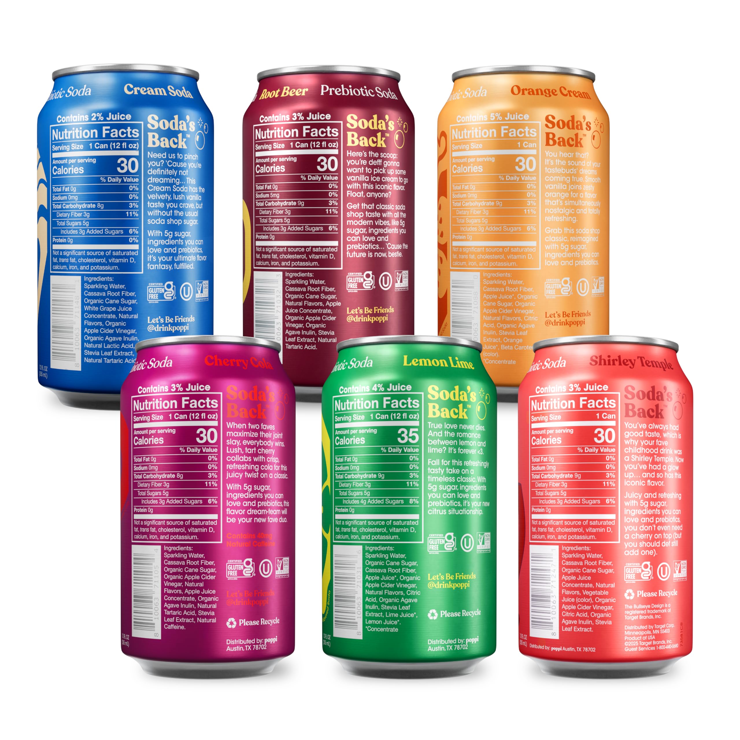 Poppi close-up of can carbonation and texture highlighting fizzy refreshing mouthfeel