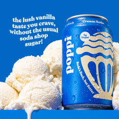 Poppi Cream Soda glass pour showing sparkling texture for daily refreshment