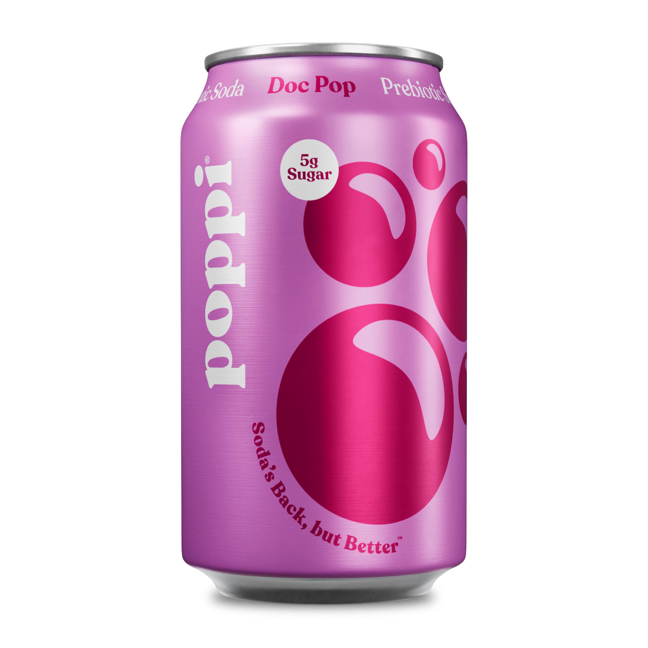 Poppi Doc Pop bottle on counter highlighting premium ingredients and refreshing flavor