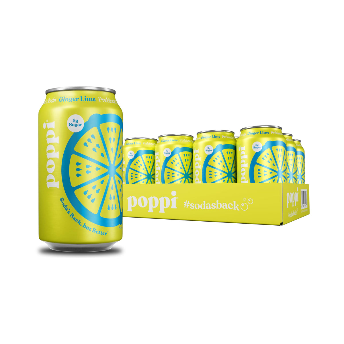 Poppi Ginger Lime bottle with fizz, ideal for refreshing everyday enjoyment.