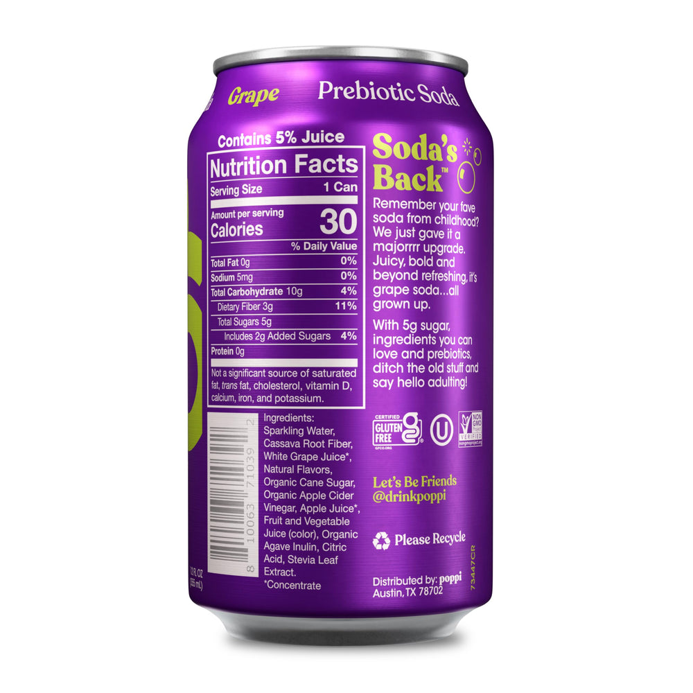 poppi grape close-up bubbles and texture highlighting crisp carbonation benefit