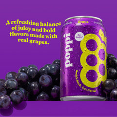 poppi grape pack of twelve cans stacked for pantry storage and convenience