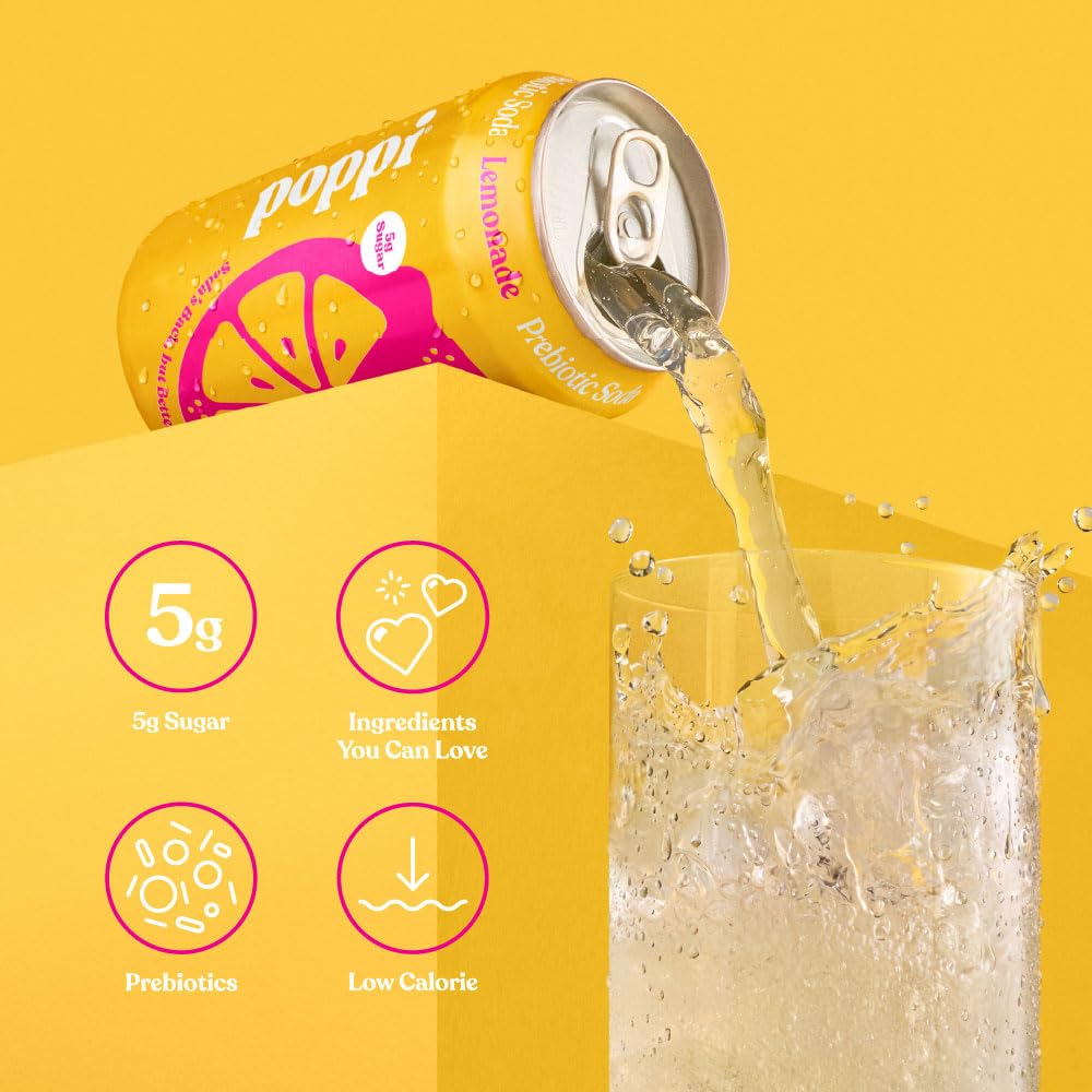 poppi nutrition label highlighting prebiotics and calorie information