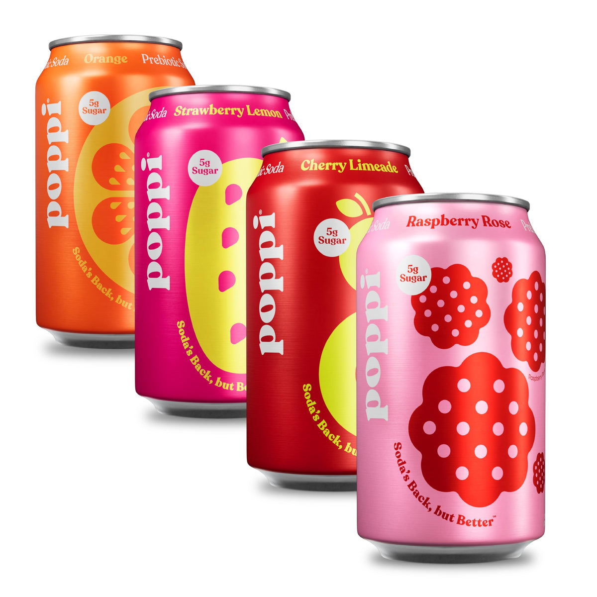 Poppi orange sparkling soda can front, a refreshing citrus pick-me-up