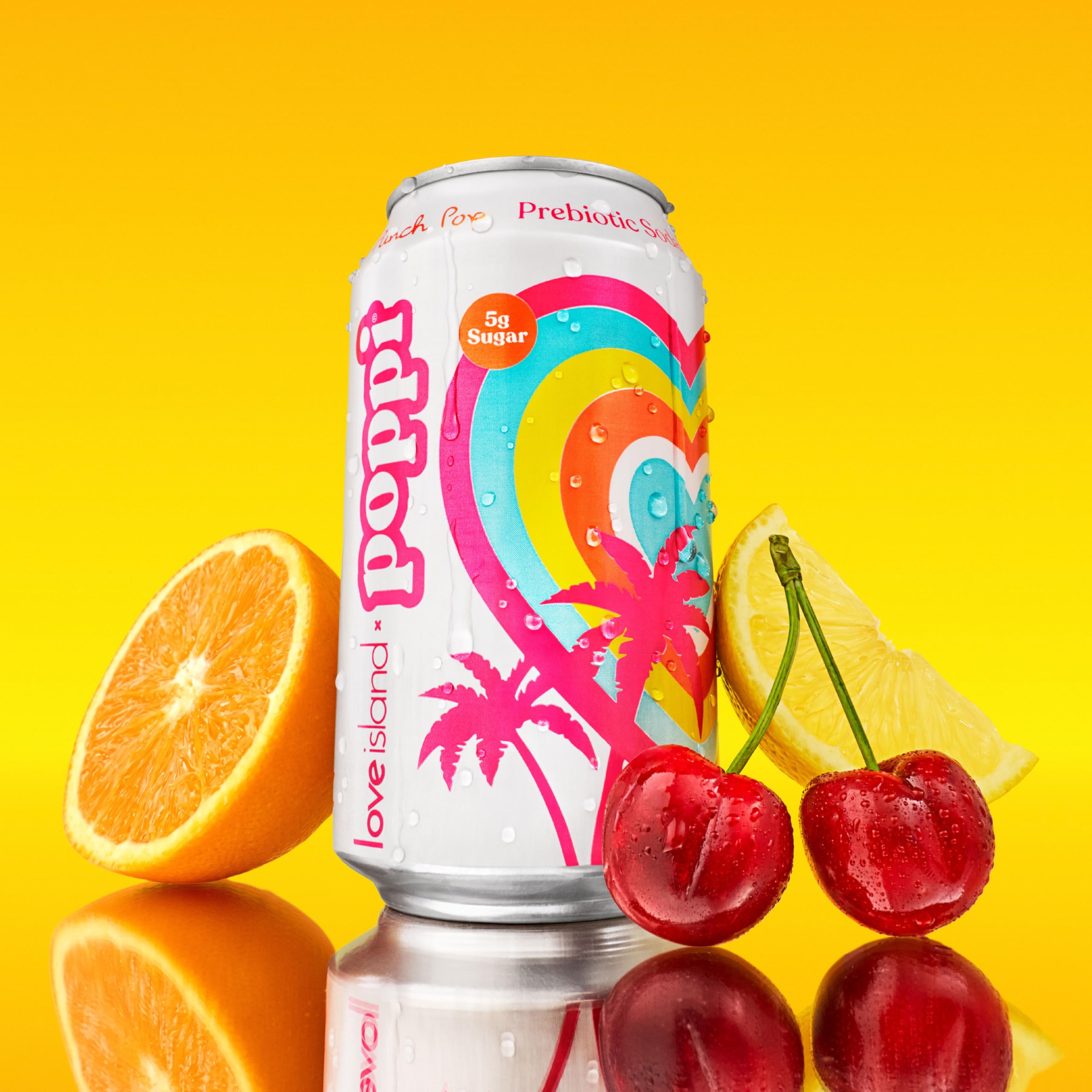 poppi closeup label highlighting ingredients and benefit: clear ingredient visibility