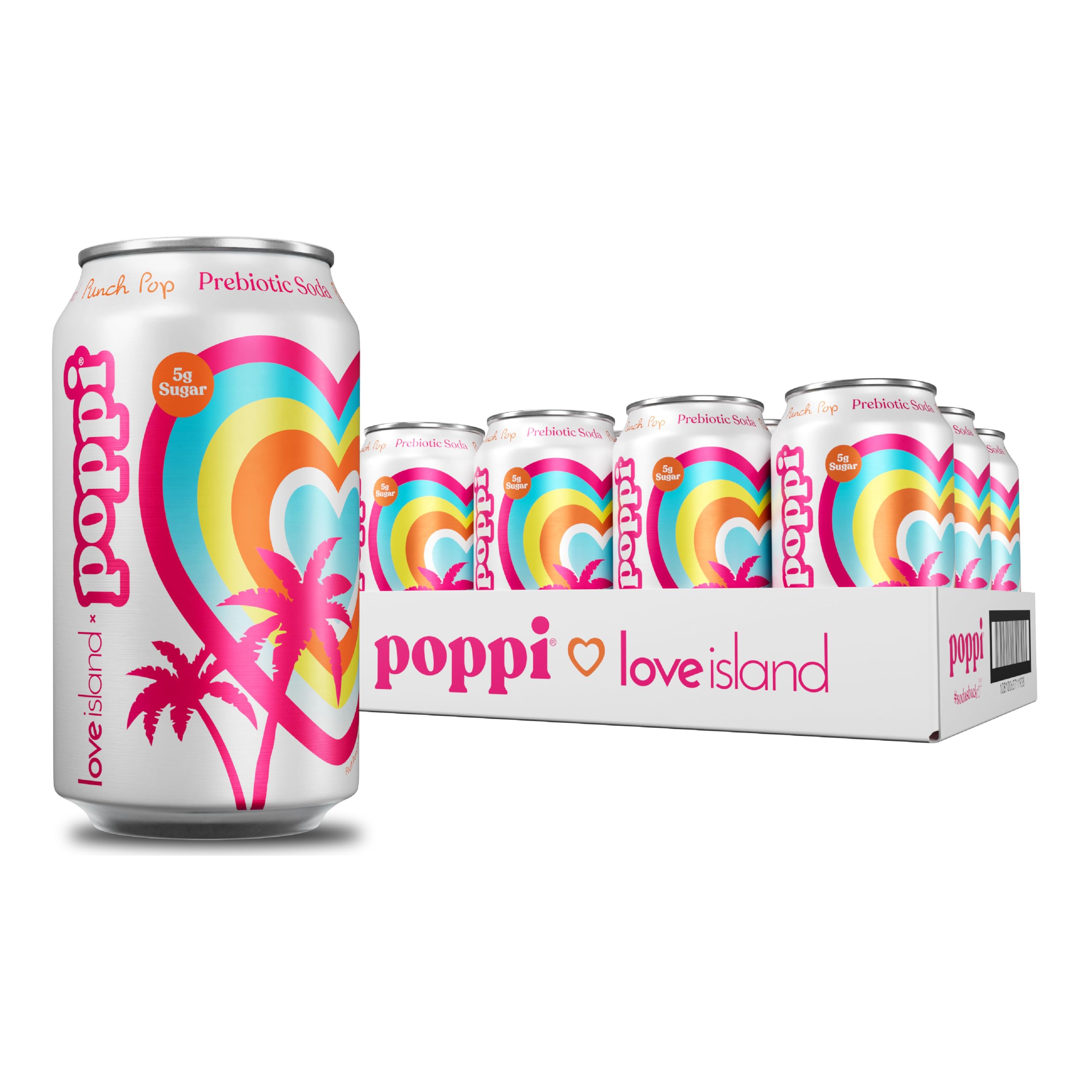 poppi punch pop front packaging showing 12-pack and branding, refreshing grab-and-go option