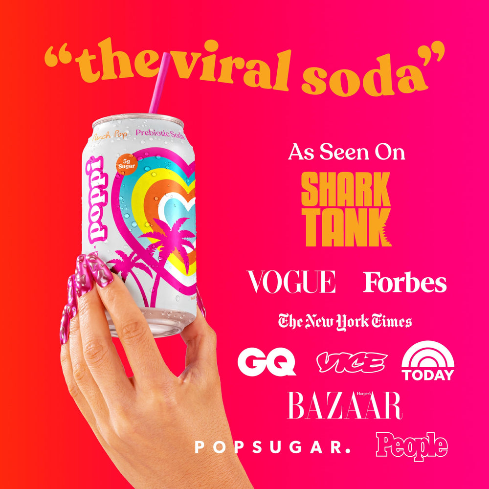 poppi punch pop used as mixer in cocktail glass, adds fruity sparkle to drinks