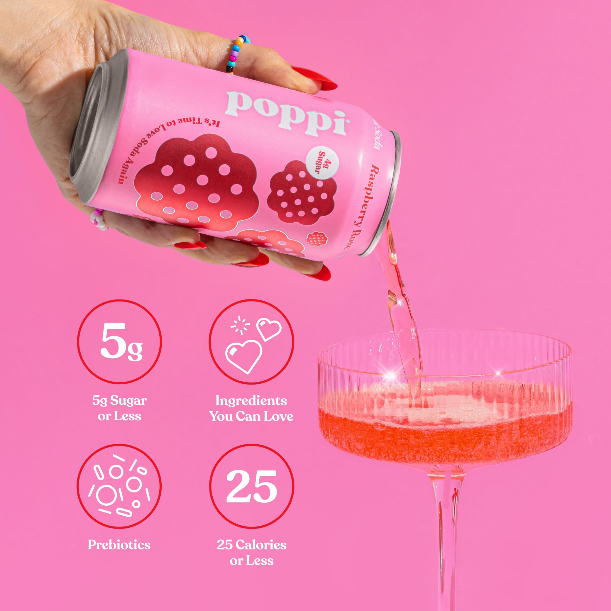 poppi raspberry rose can in hand showing scale and portable convenience