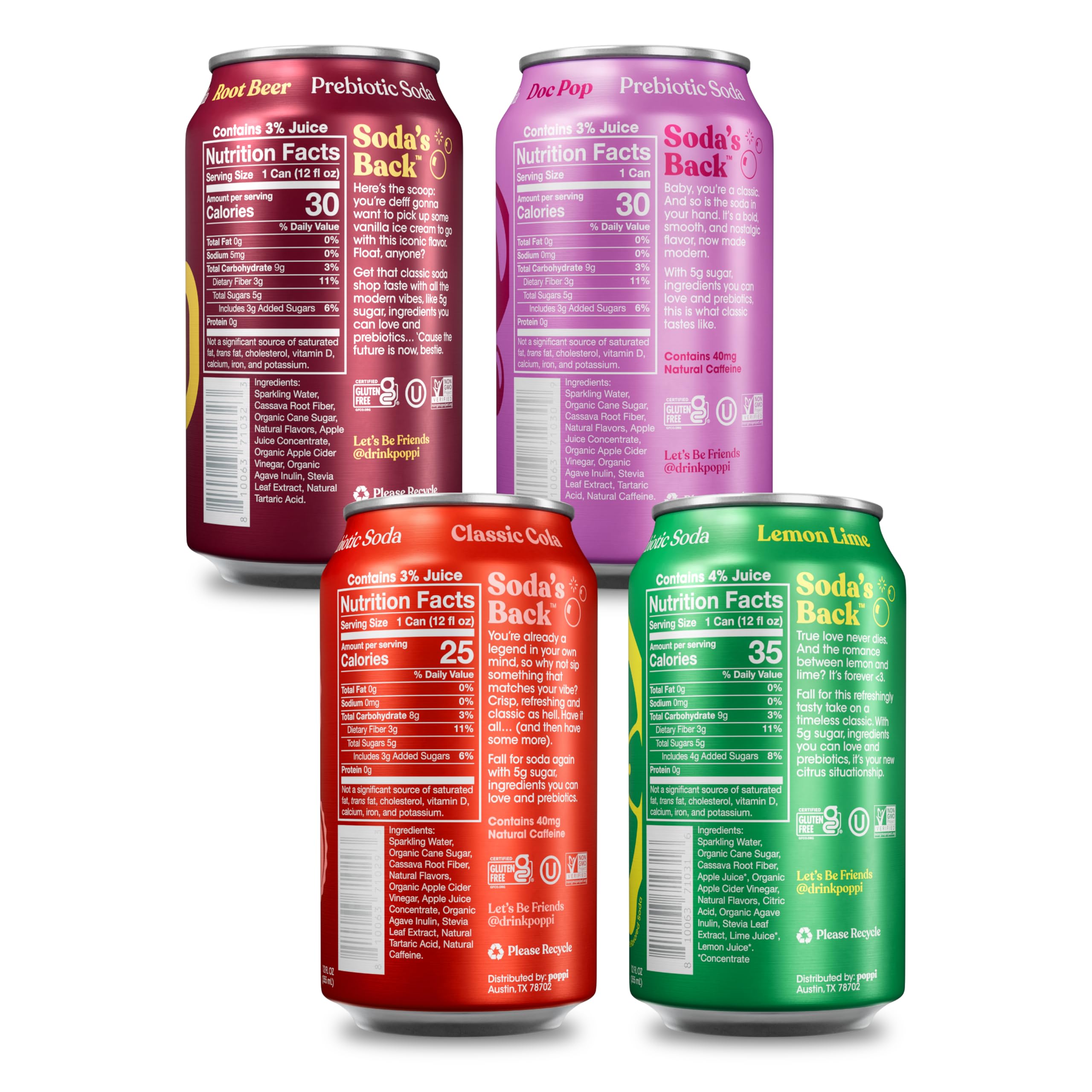 poppi root beer can close-up highlighting foam-like texture and rich flavor
