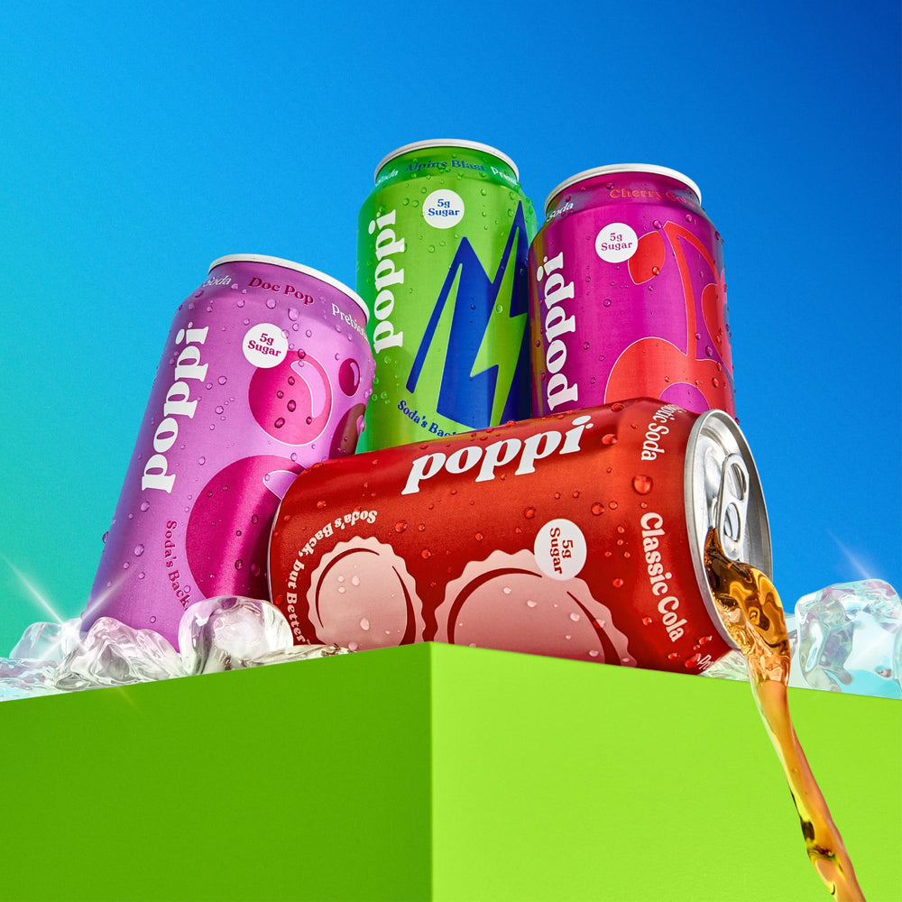 Poppi Alpine Blast bottle showcasing bold, refreshing notes.